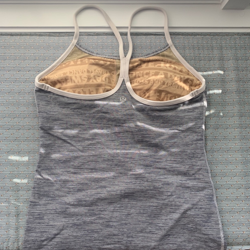 Lululemon Gray/White Power Y Tank Size 6